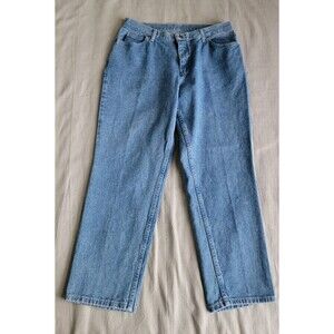 Chic Womens 18P Jeans 34x29 High Rise Light Blue Tapered Bleach Mom Vintage EUC